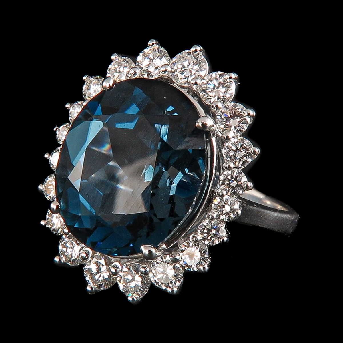 A London Blue Topaz and Diamond Ring