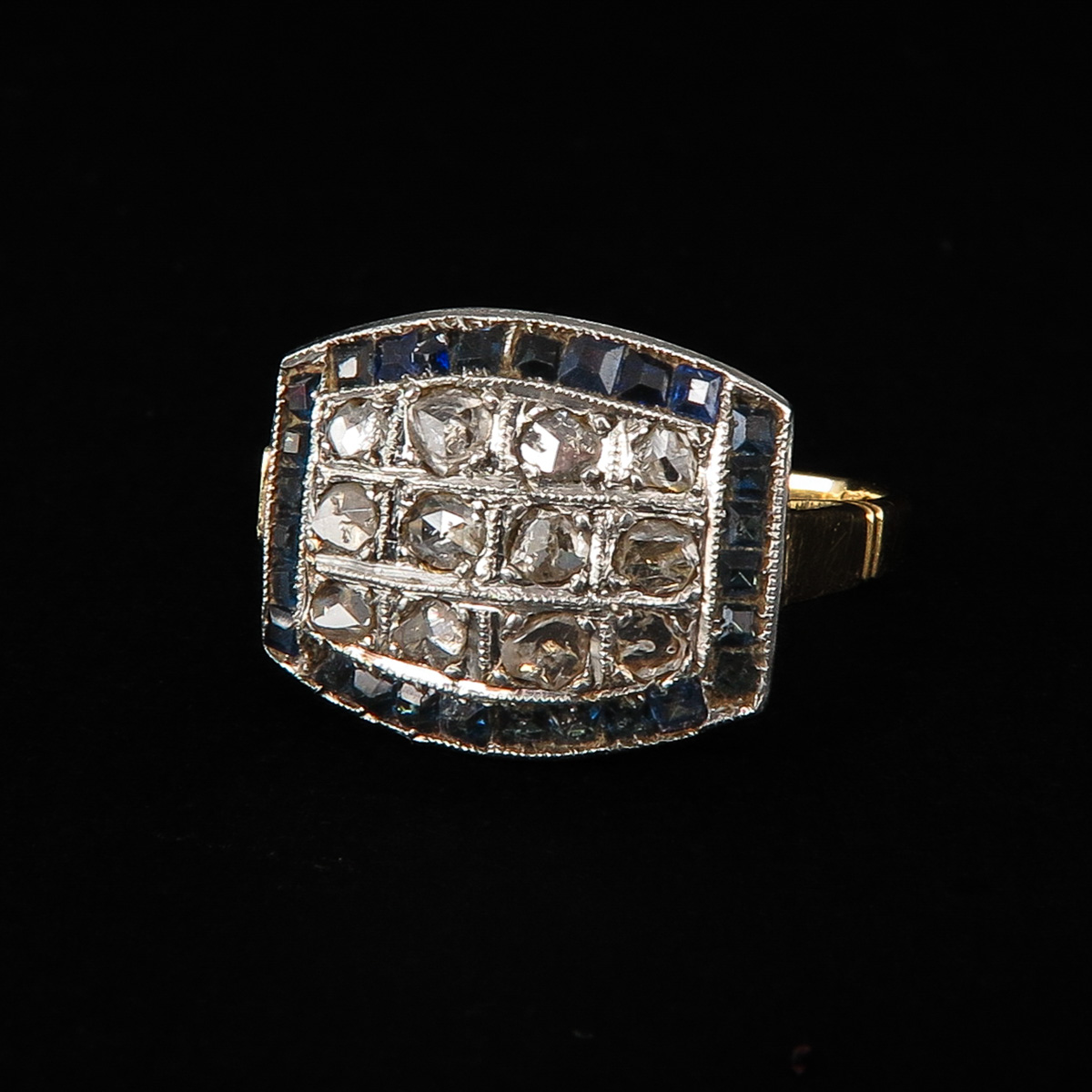 A Ladies Diamond and Sapphire Ring