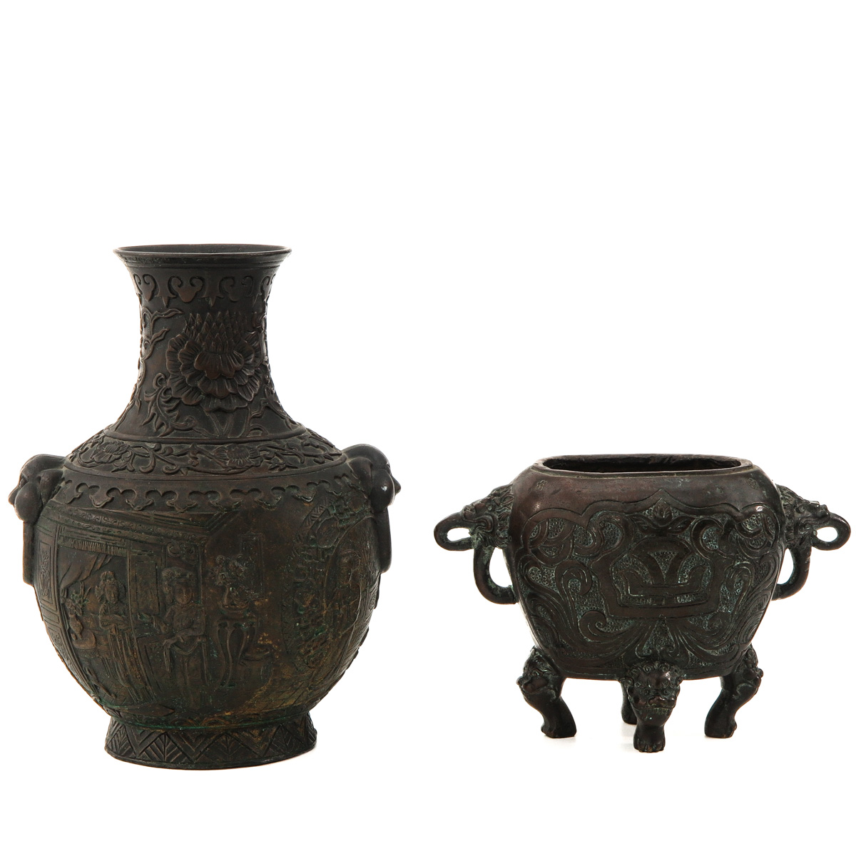 A Lot of 2 Bronze Vases - Image 3 of 10