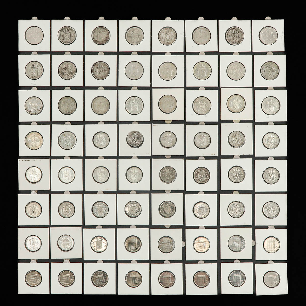 A Collection of 64 Guilder Coins