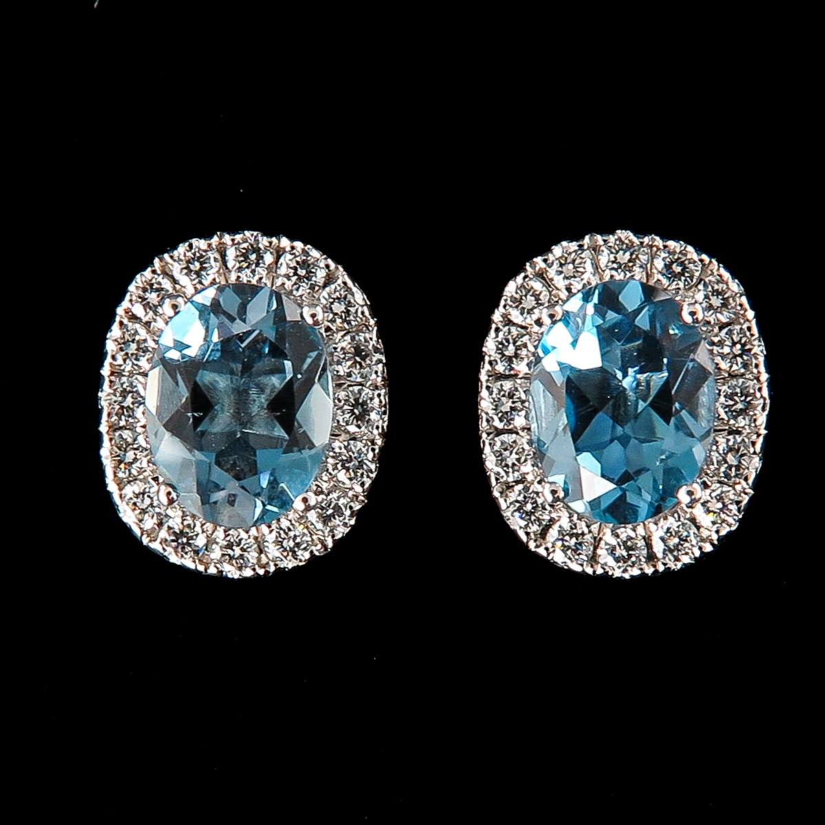 A Pair of London Blue Topaz and Diamond Earrings