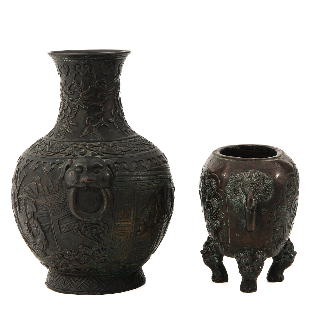 A Lot of 2 Bronze Vases - Image 2 of 10