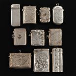 A Collection of 10 Silver Vesta Cases