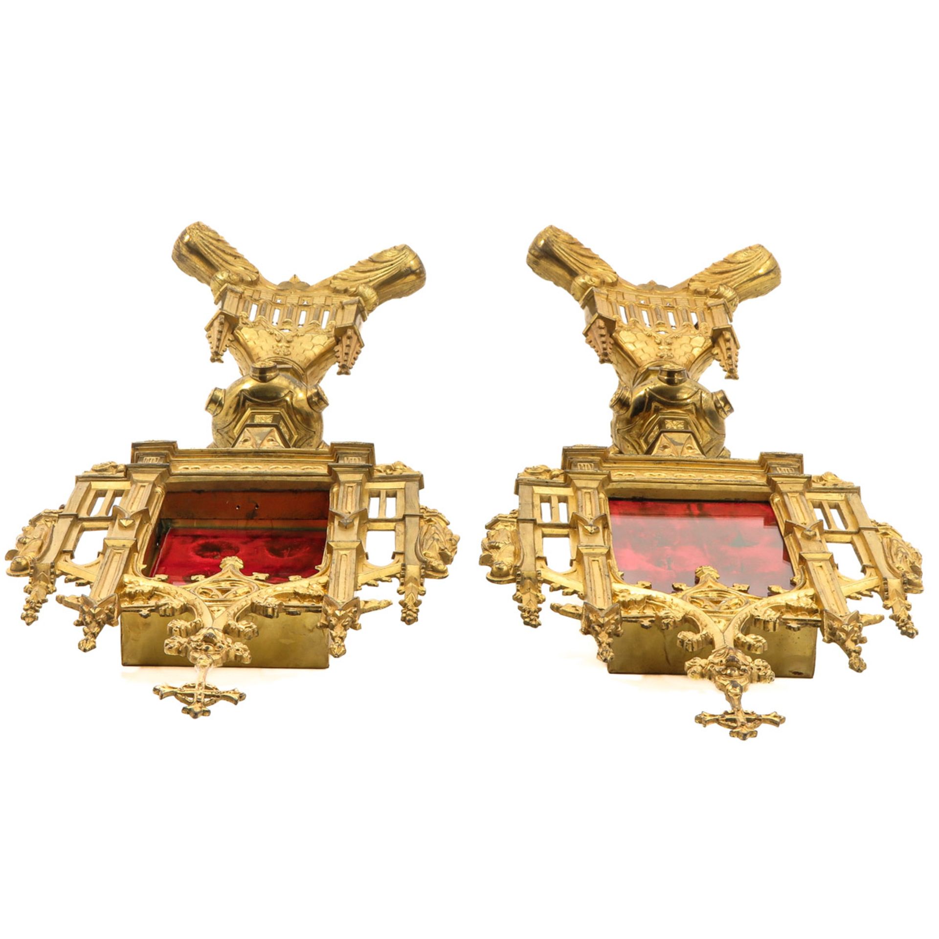 A Pair of Neo Gothic Gilded Reliquaries - Image 5 of 10