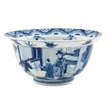 A Blue and White Flared Rim Bowl