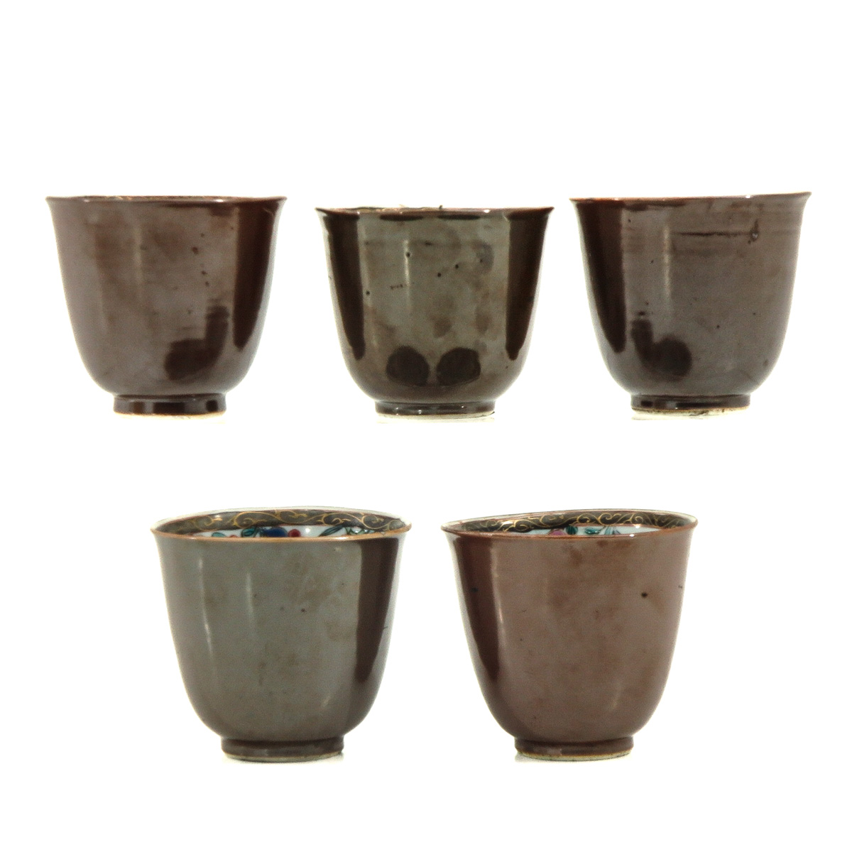 A Series of 5 Batavianware Cups and Saucers - Image 2 of 10