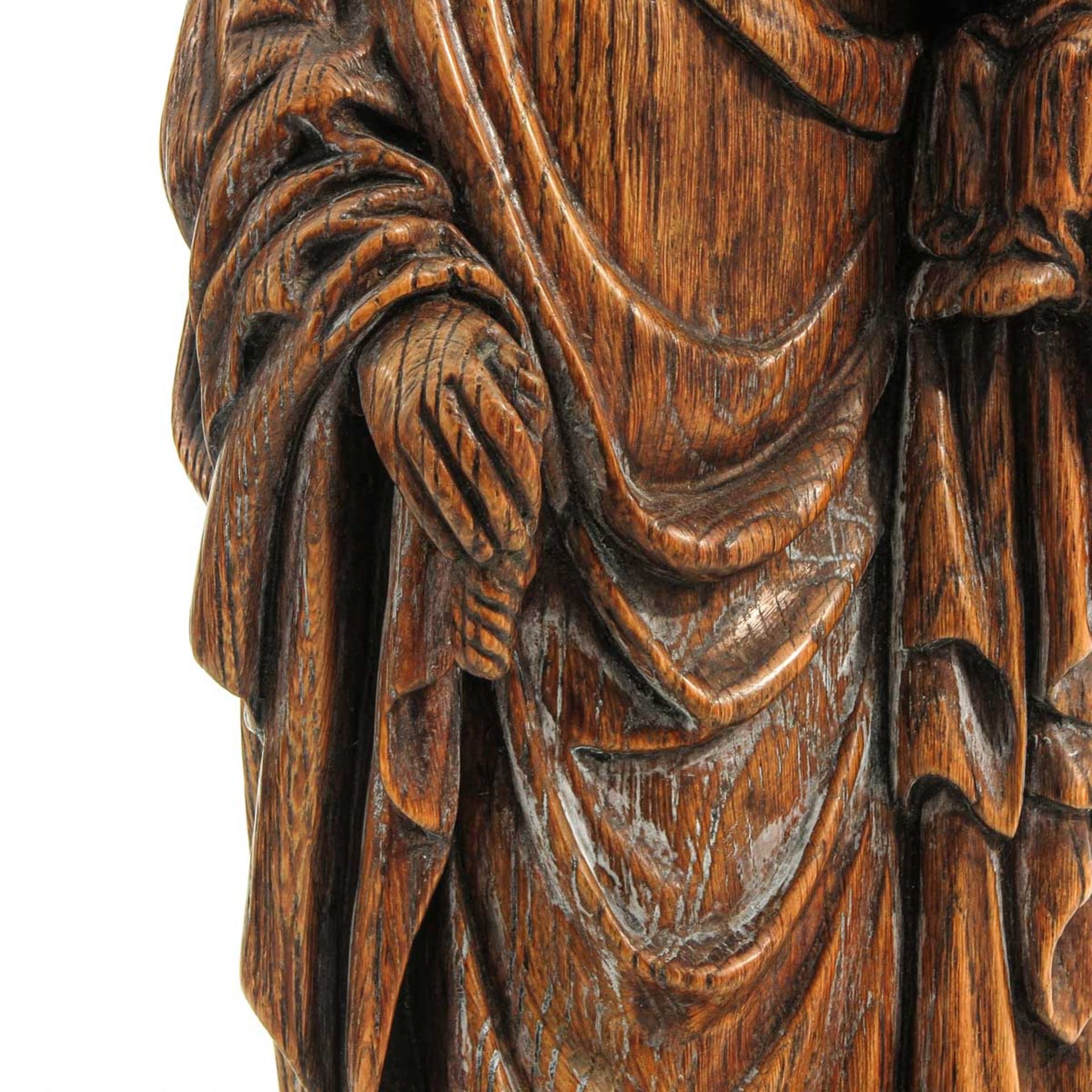 A Wood Sculpture of Madonna with Child - Image 7 of 8