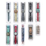 A Collection of 10 Swatch Watches