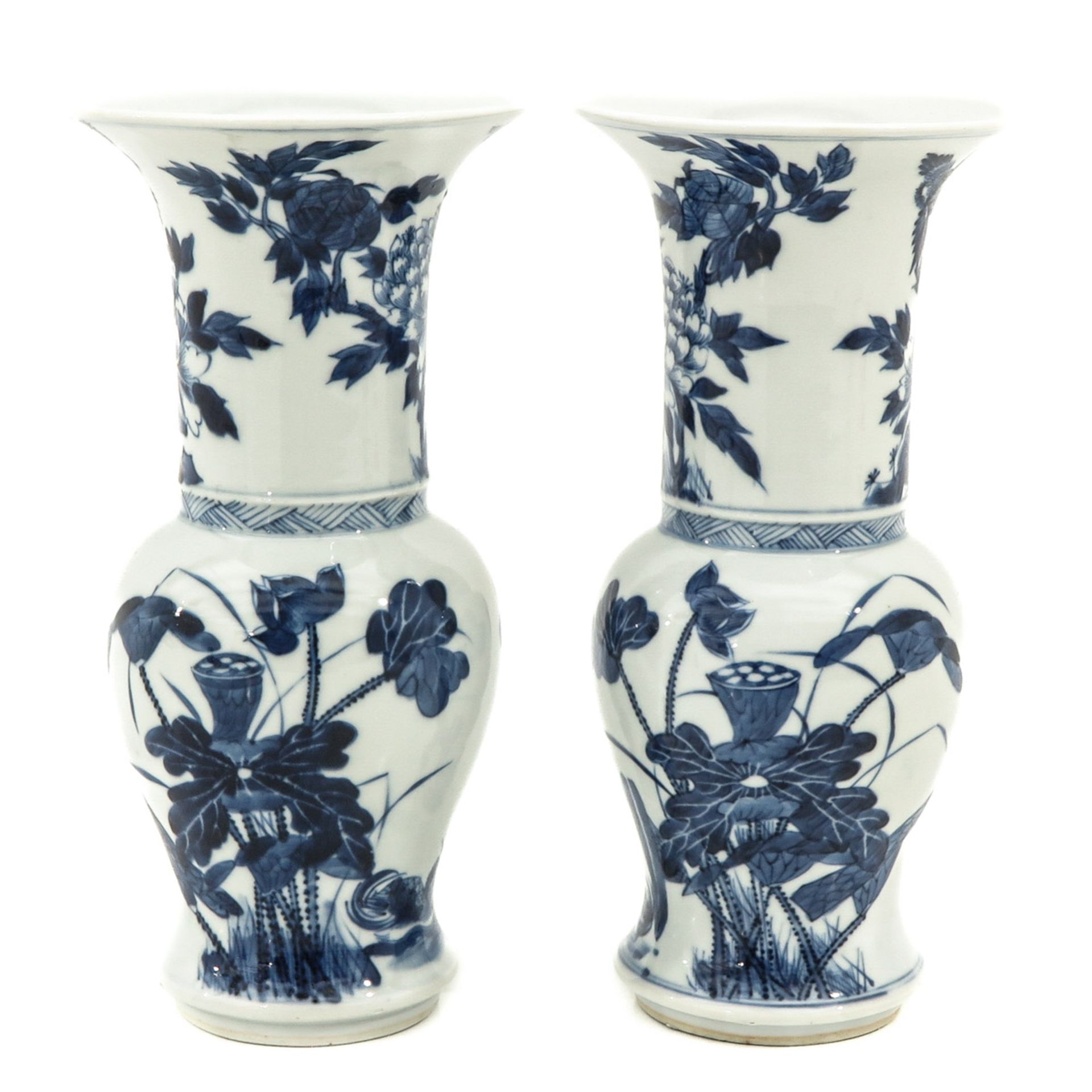 A Pair of Blue and White Vases