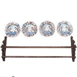 A Series of 4 Plates with Plate Rack