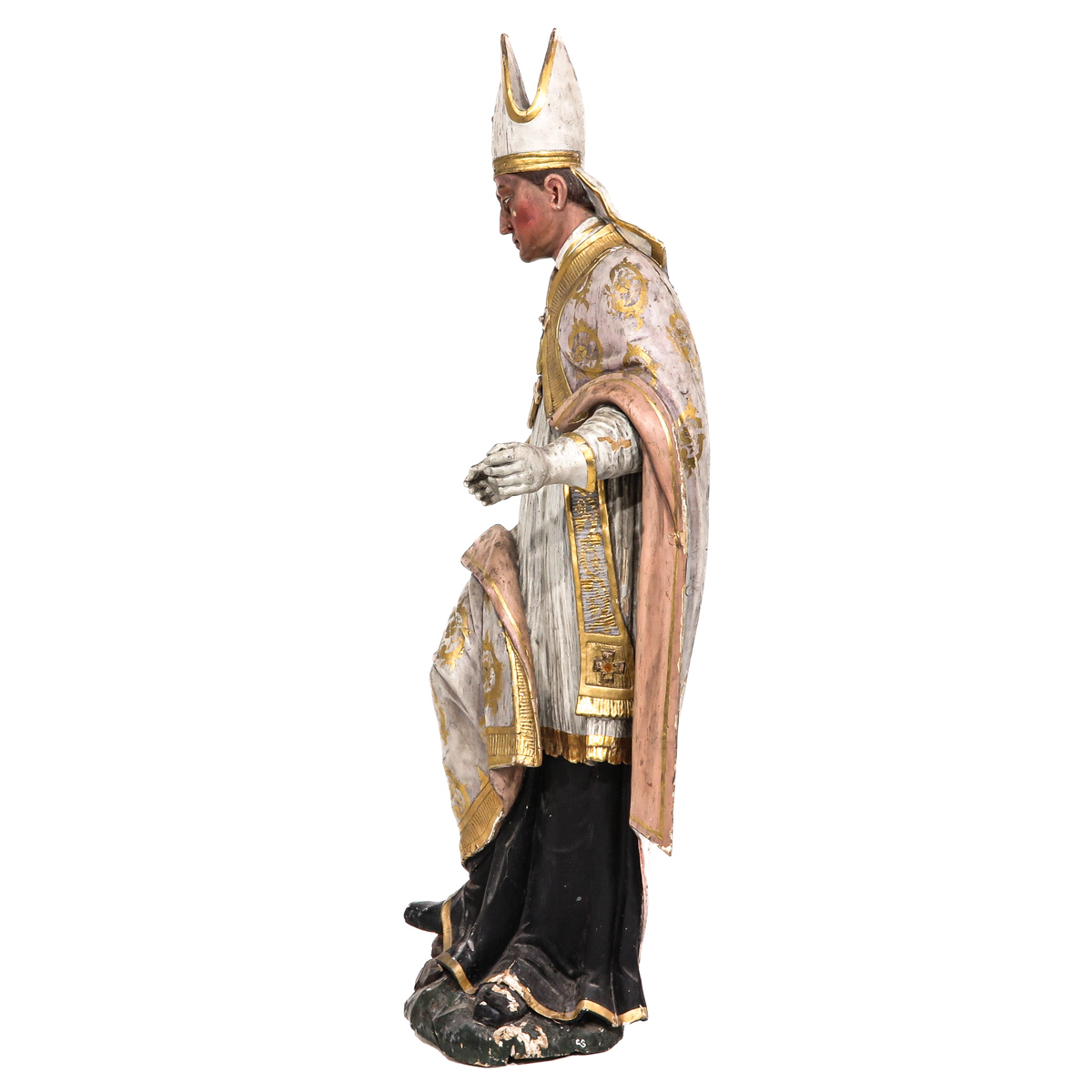 A Religious Wood Sculpture of a Pope - Image 2 of 10