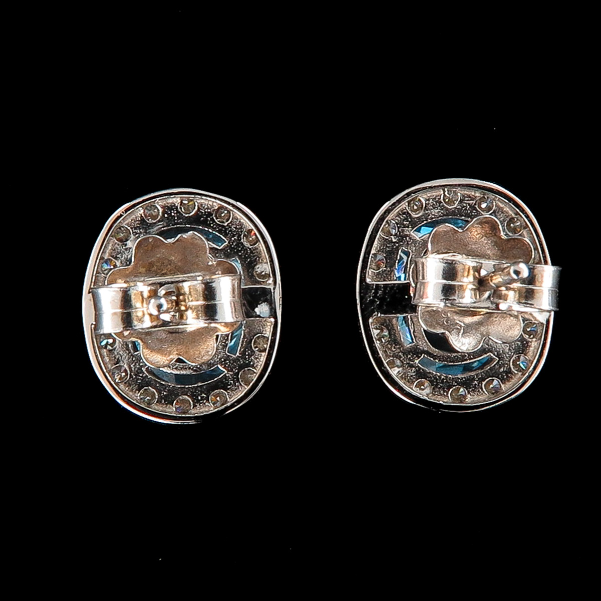 A Pair of London Blue Topaz and Diamond Earrings - Image 2 of 3