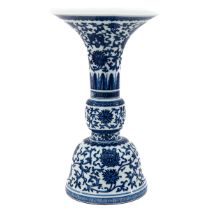 A Blue and White Chinese Altar Vase