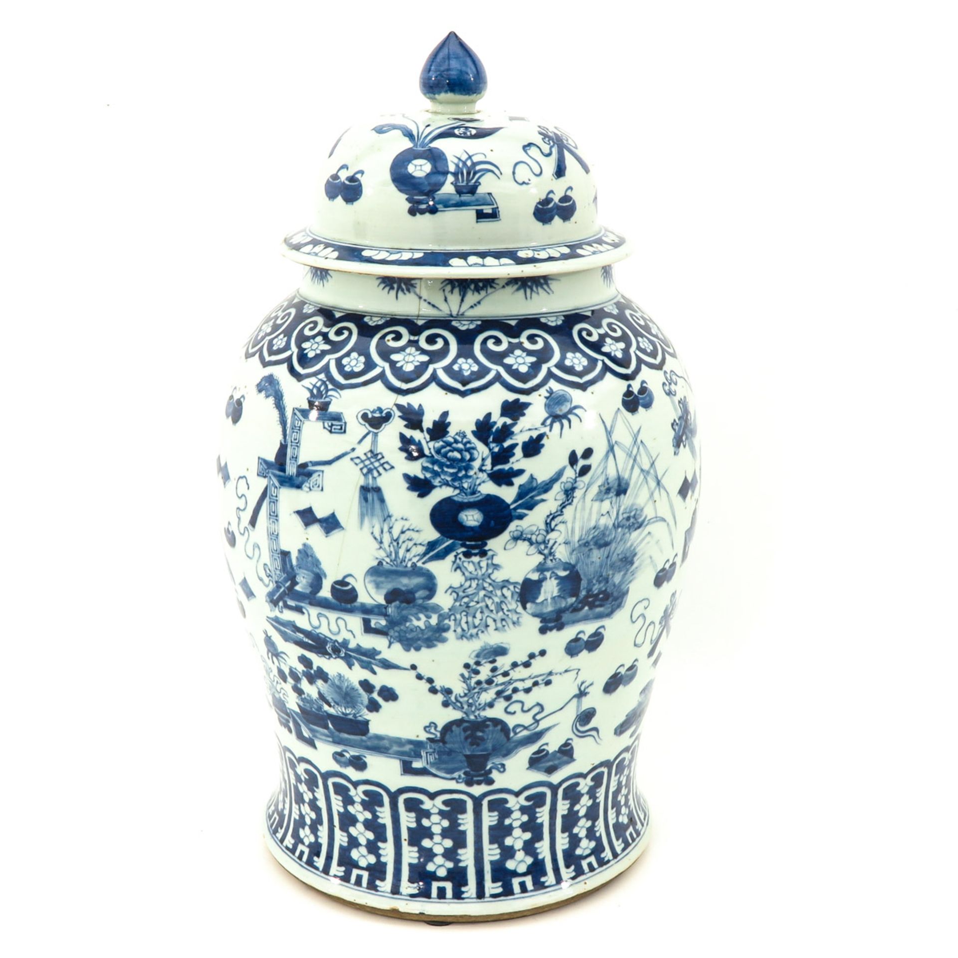 A Large Blue and White Jar with Cover