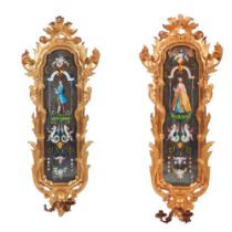 A pair of Venetian two branch wall sconces