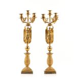 A Pair of Empire five-light candelabra