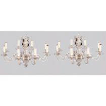 A Pair of eight-light chandeliers