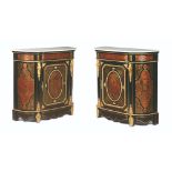 Pair of Napoleon III Boulle style low cabinets