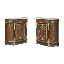 Pair of Napoleon III Boulle style low cabinets