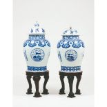 A pair of large blue and white baluster jars