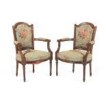 A Pair of Louis XVI style fauteuils