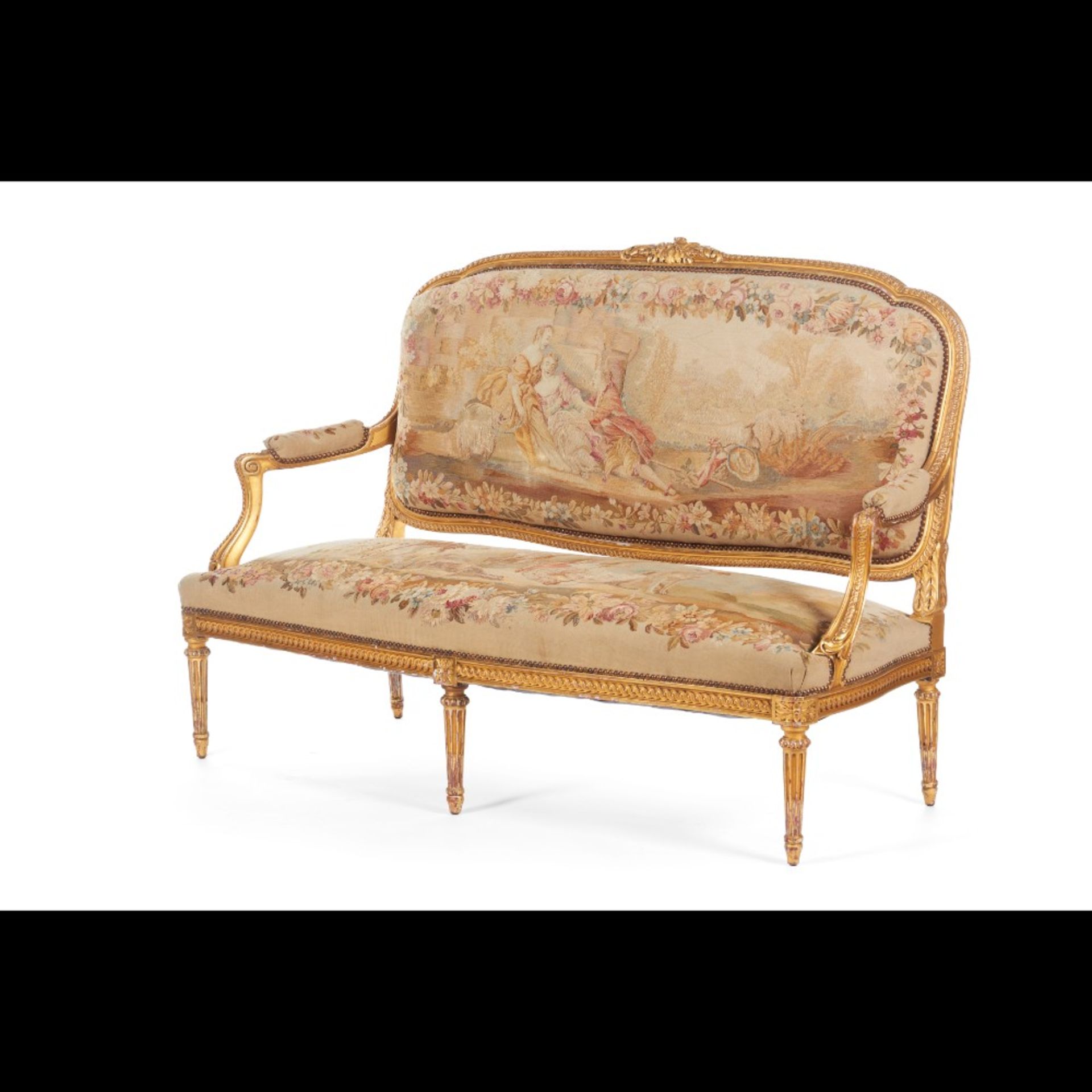  A pair of Louis XV style fauteuils and settee - Image 2 of 4