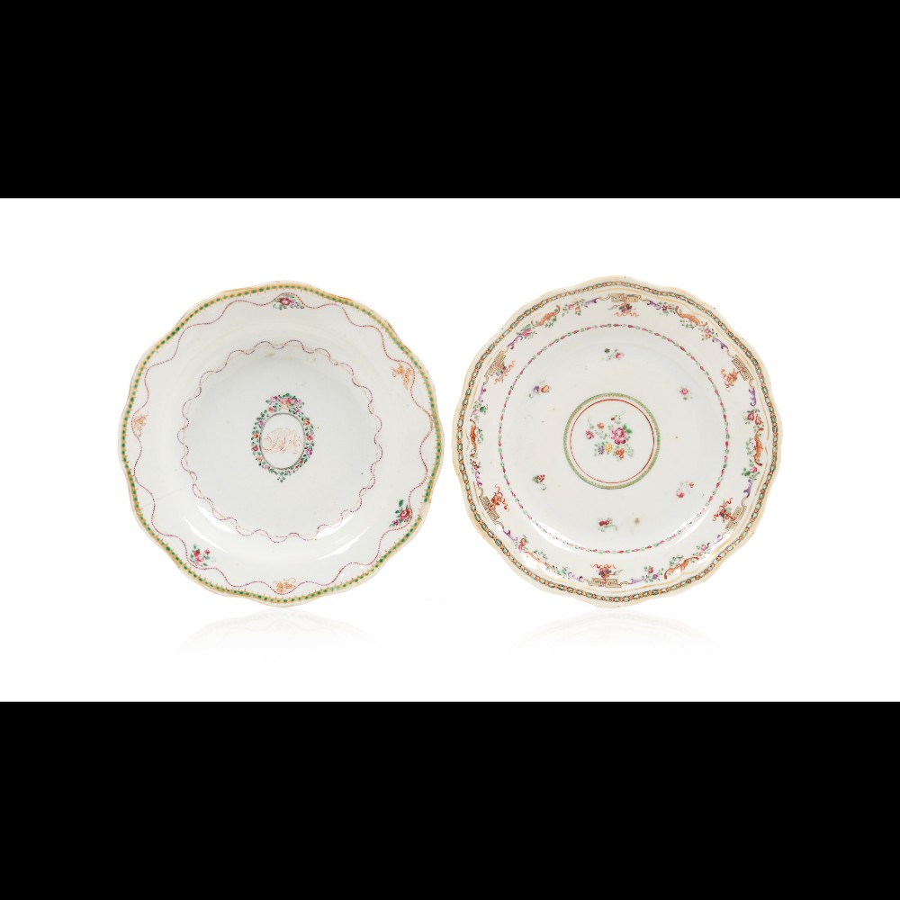  A pair of two small scalloped plates