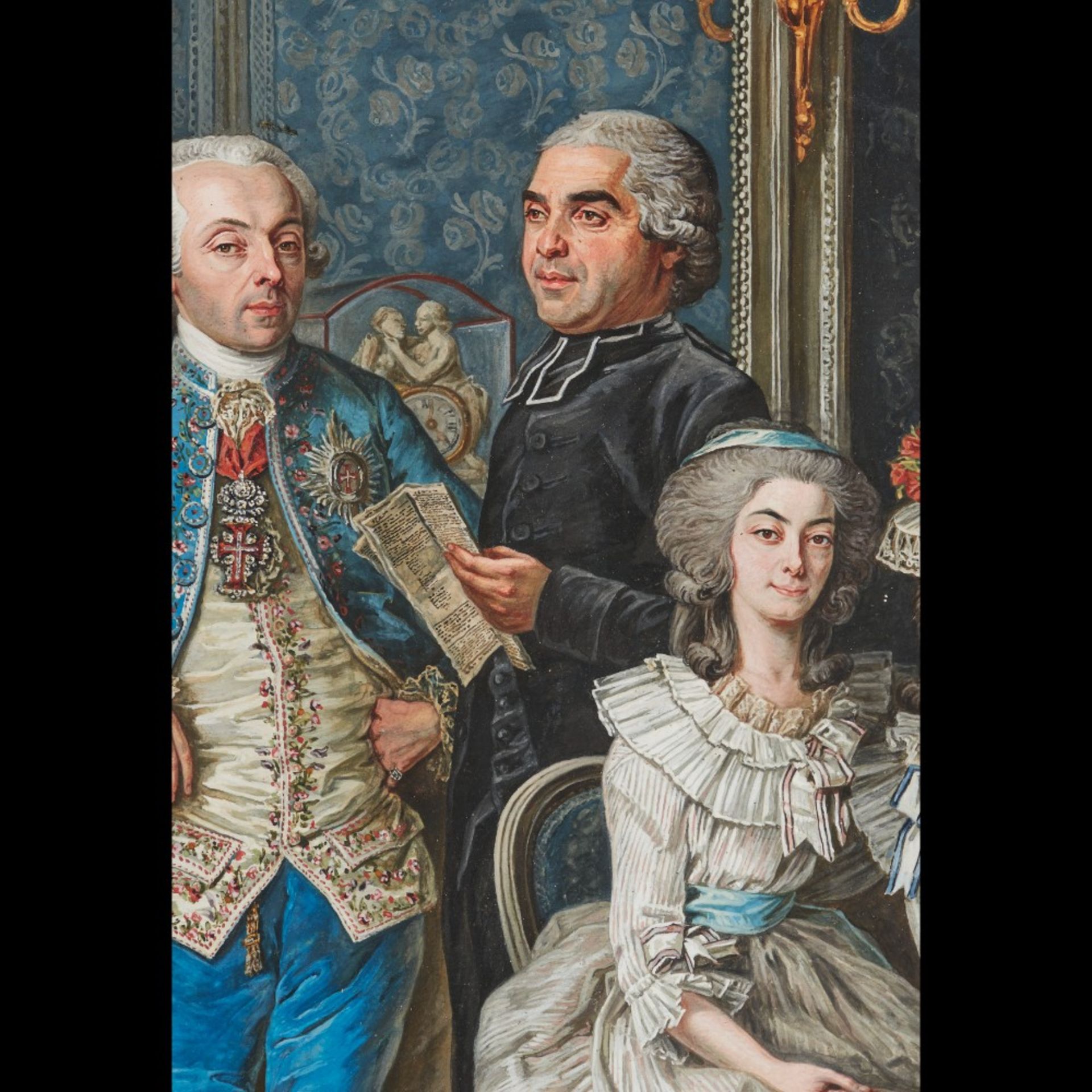 Nicolas Louis Albert Delerive Attrib. (1755-1818) Interior scene with the family group of the Marqui - Bild 13 aus 13