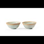  A pair of carved Qingbai bowls
