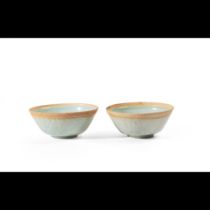 A pair of carved Qingbai bowls