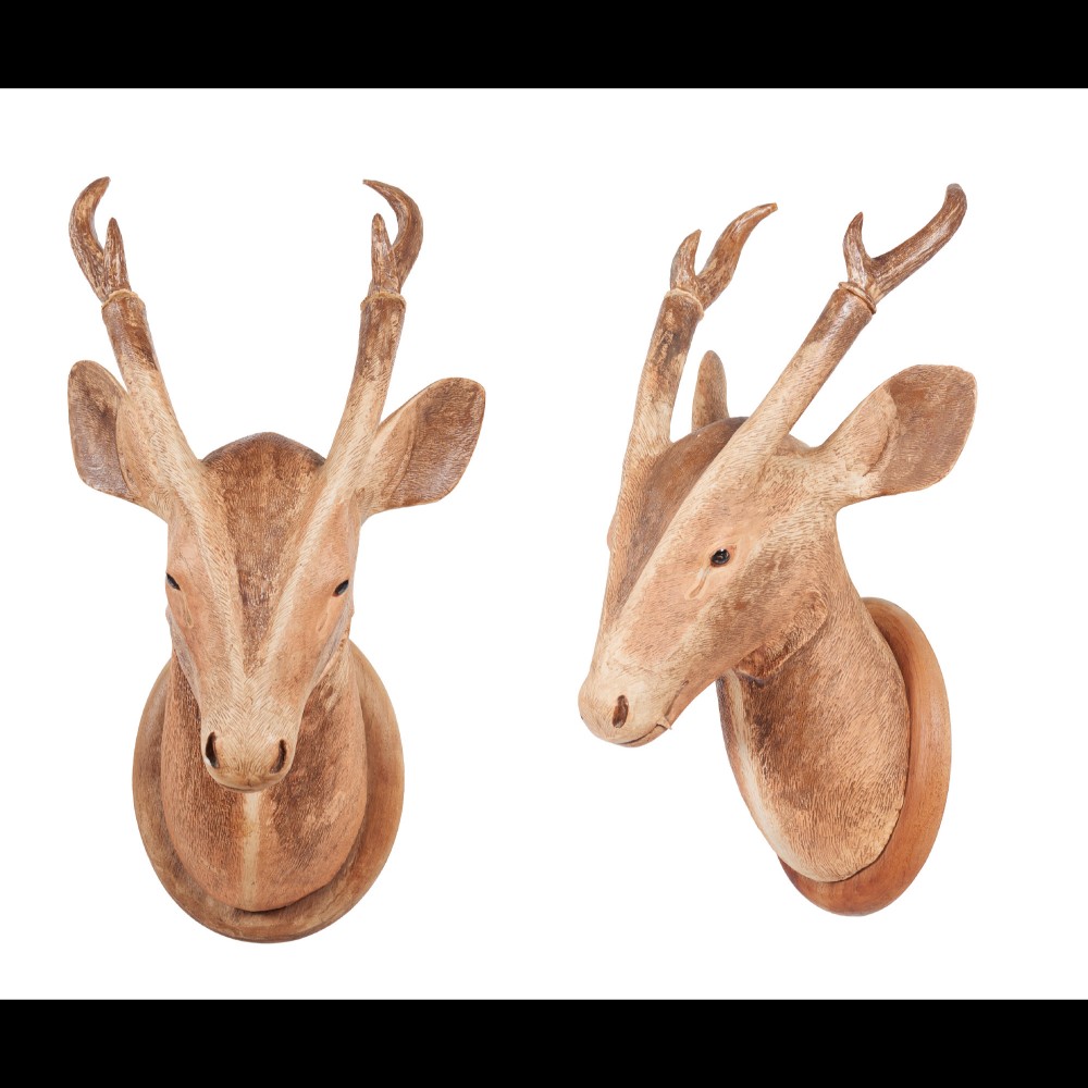  A rare pair of stag’s head wall trophies