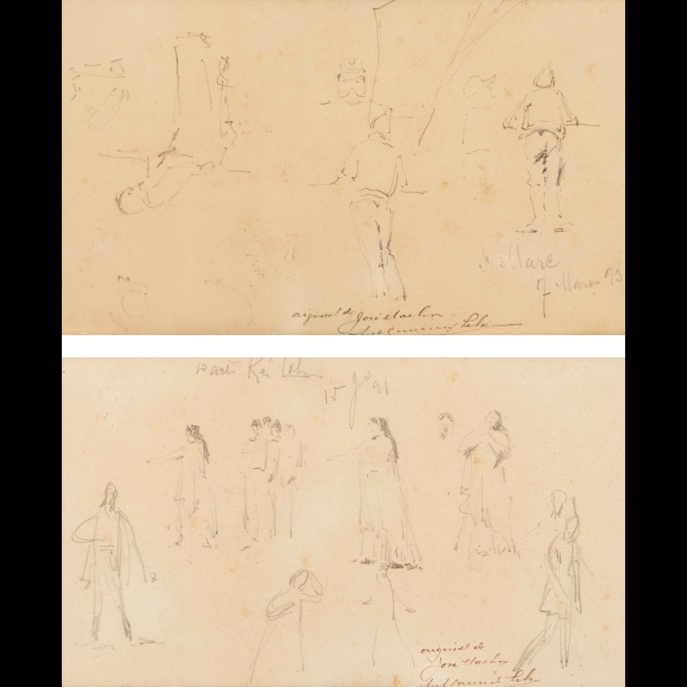 José Malhoa (1855-1933) A pair of preparatory drawings