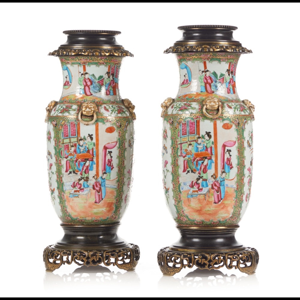  A pair of 'Canton' vases
