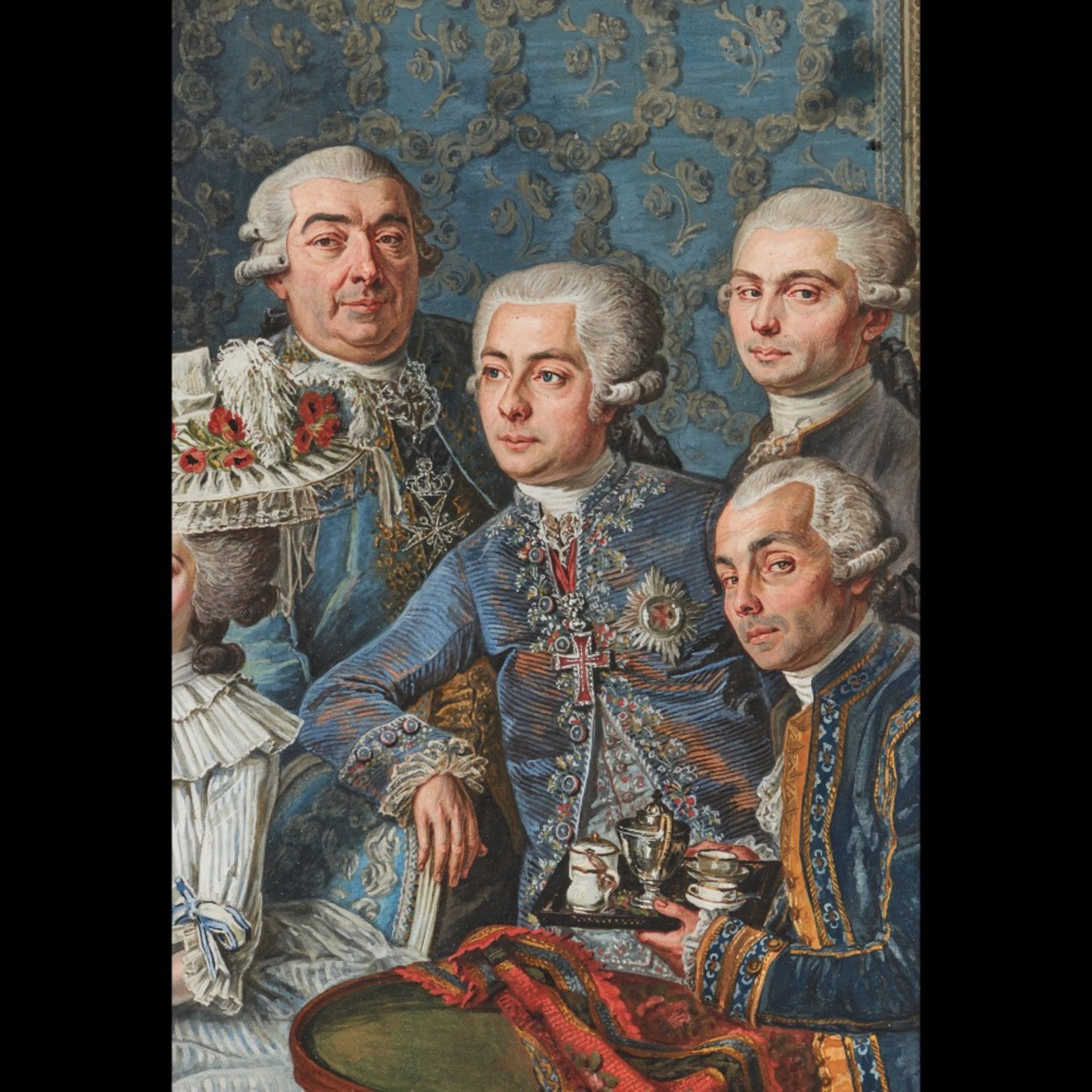 Nicolas Louis Albert Delerive Attrib. (1755-1818) Interior scene with the family group of the Marqui - Bild 8 aus 13