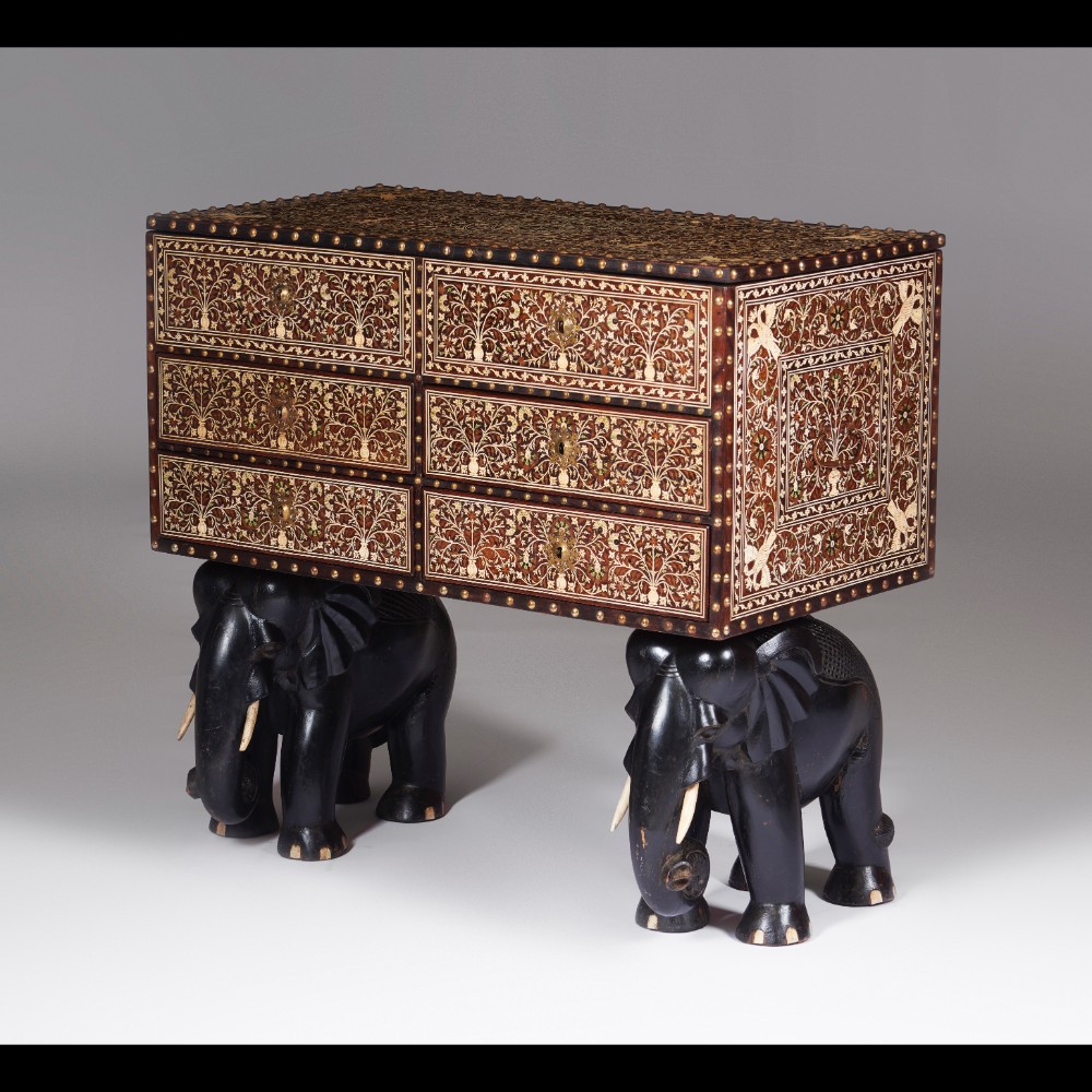  An important Chest on a stand in the shape of two elephants