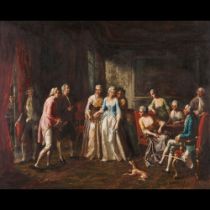Vincenzo Giacomelli (1814-1890) An interior scene with figures