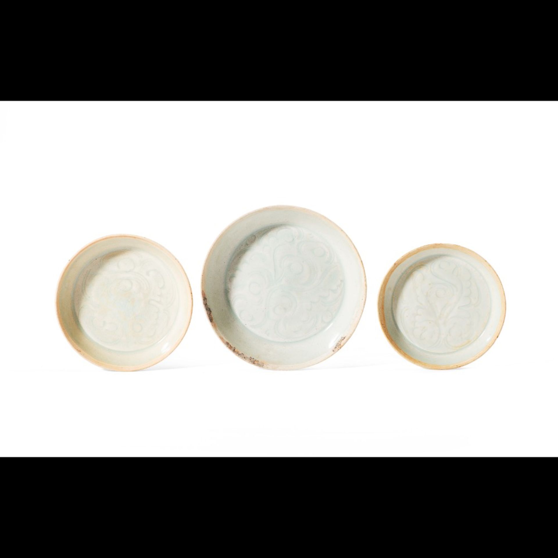  A set of three carved Qingbai brush washers