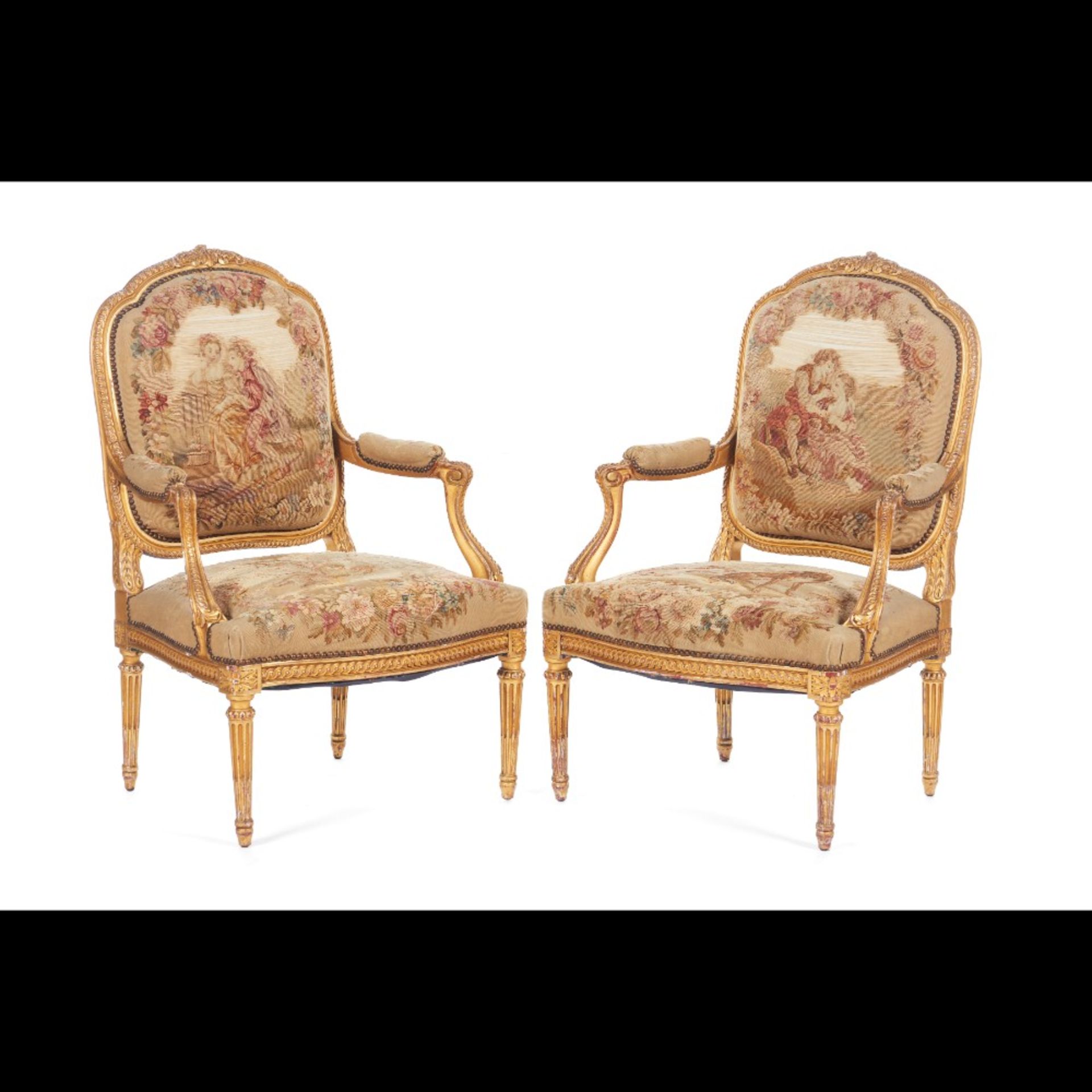  A pair of Louis XV style fauteuils and settee - Image 3 of 4