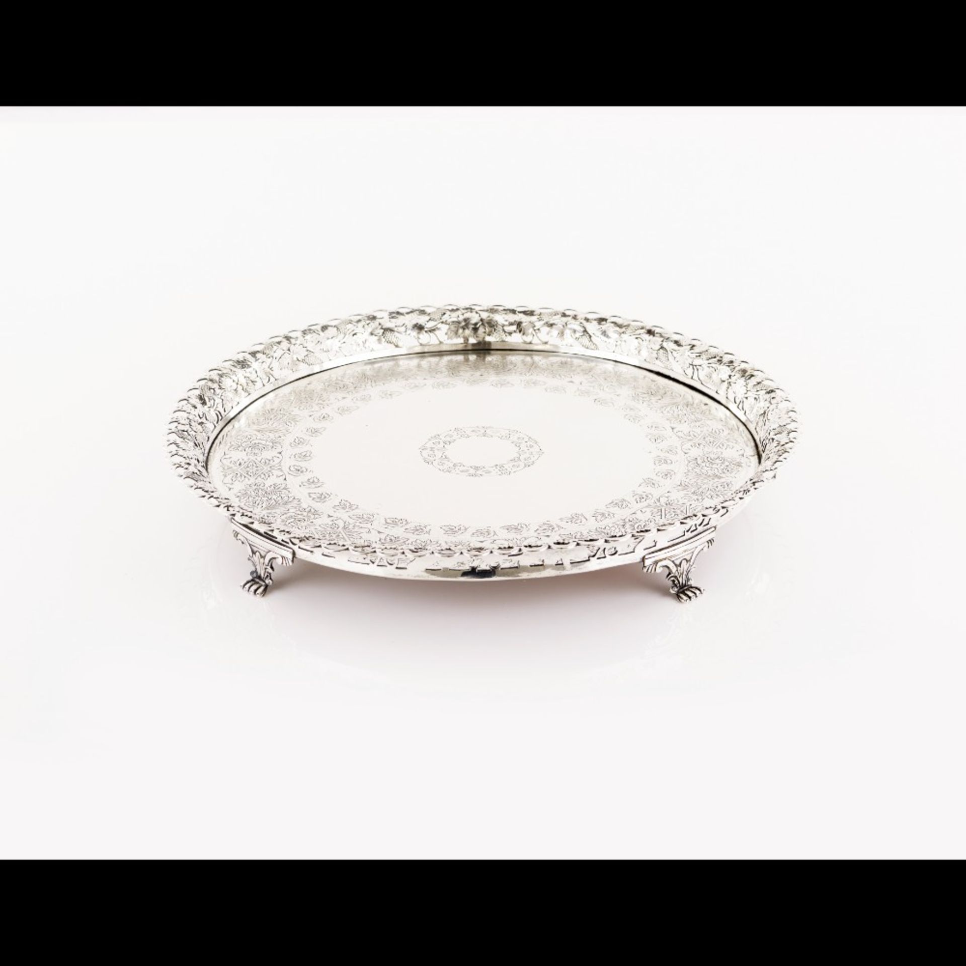  A four footed galleried salver