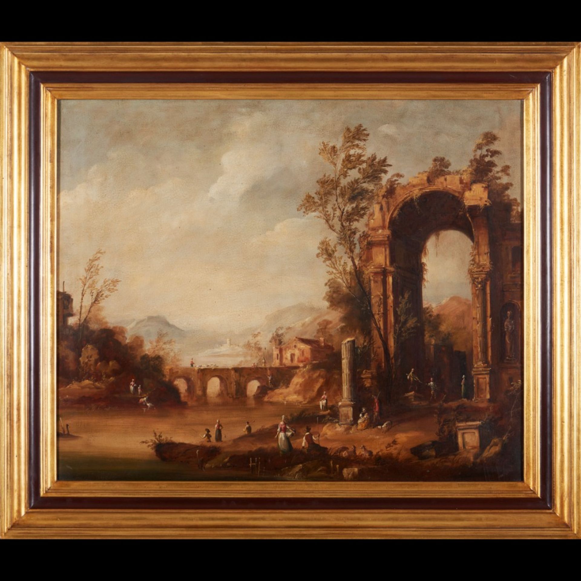 José Martorell Puigdomènech (XIX-XX) Landscape with ruins and figures