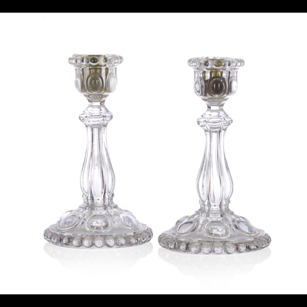  A pair of crystal and glass candlesticks - Image 2 of 2