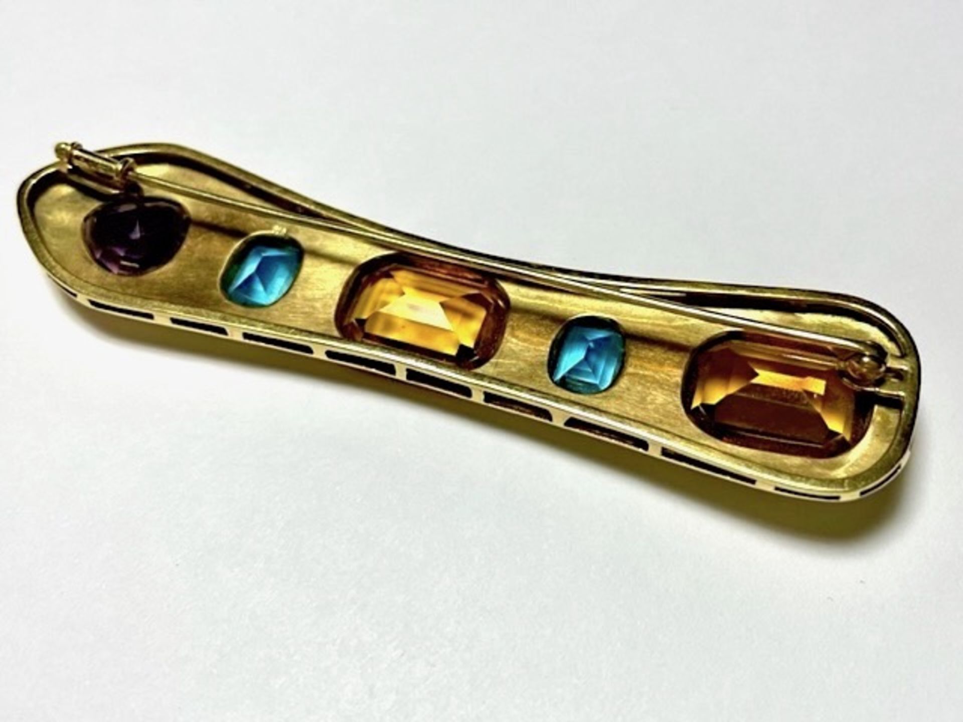 Pin with citrine, blue topaz and amethyst - Image 12 of 12