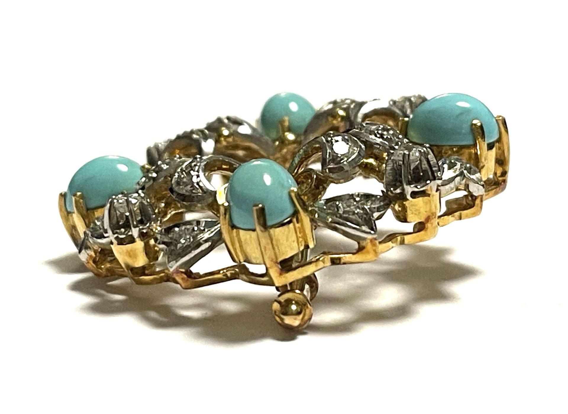 Brooch with turquoise and diamonds - Image 5 of 8