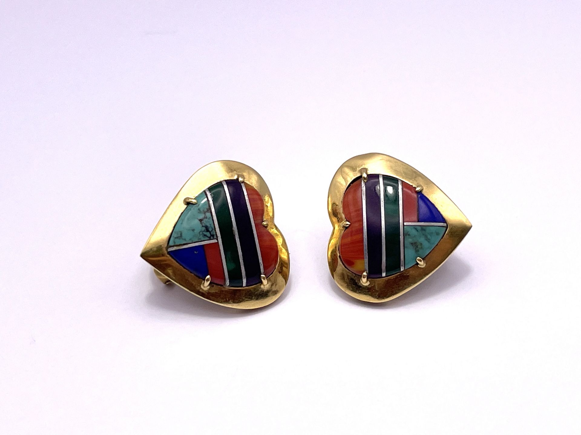 Pair of heart-shaped stud clip earrings