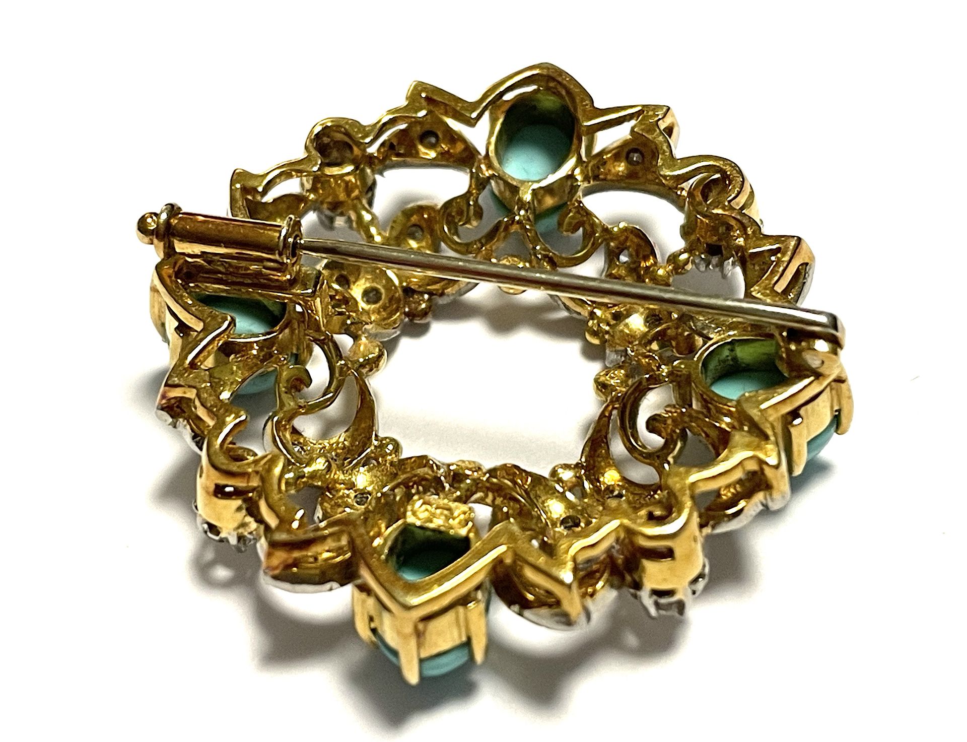 Brooch with turquoise and diamonds - Image 8 of 8