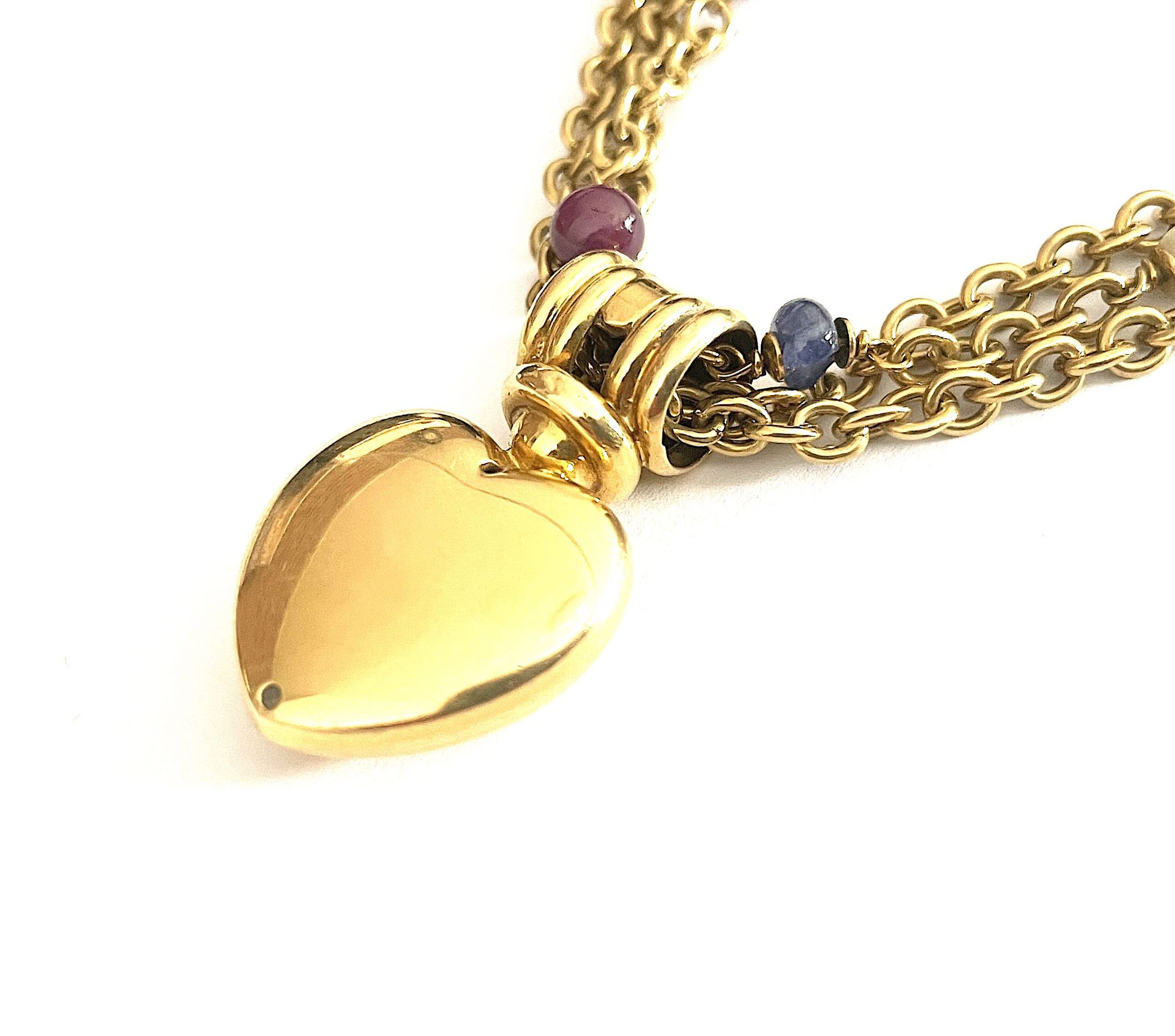 3 strands gemstone necklace with diamond heart - Image 4 of 6