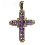 Cross pendant around 1890 with amethyst, invisible setting