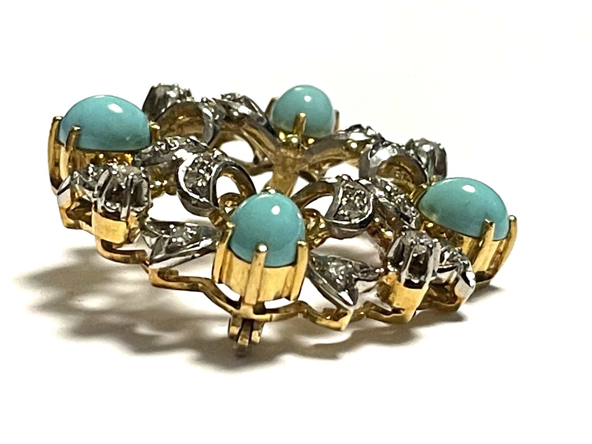 Brooch with turquoise and diamonds - Image 4 of 8