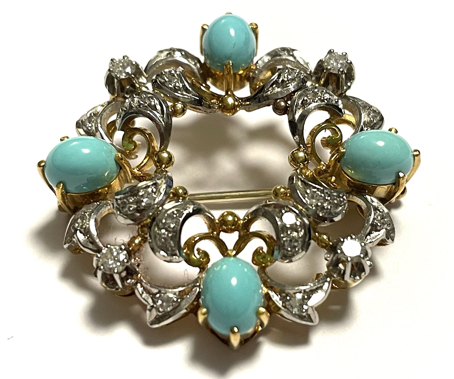 Brooch with turquoise and diamonds - Image 2 of 8
