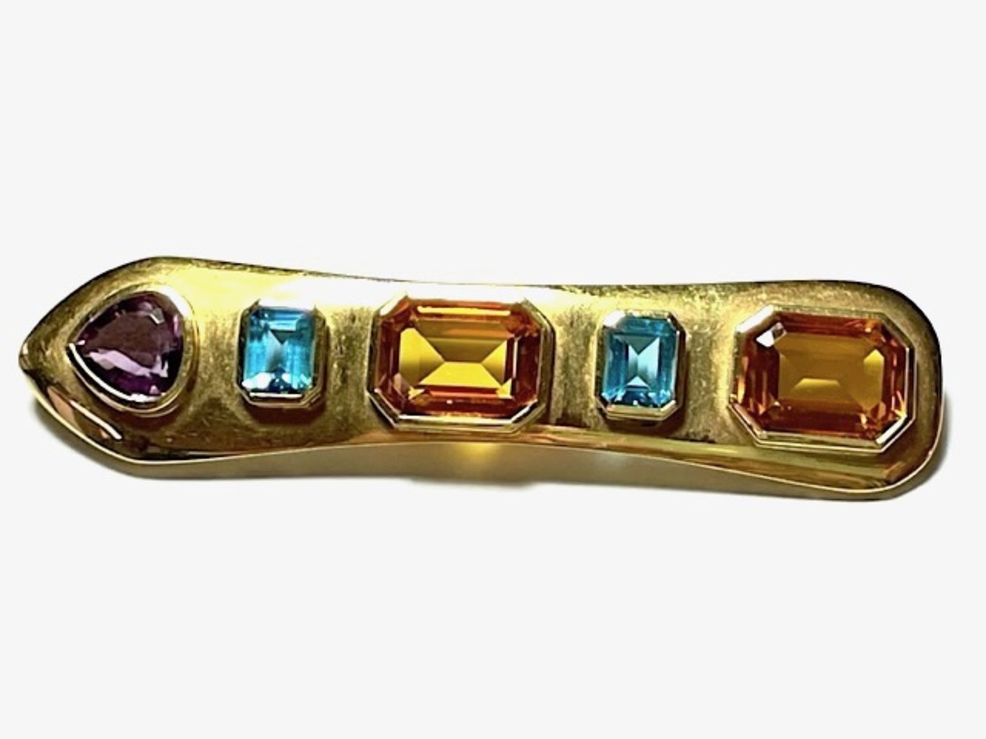 Pin with citrine, blue topaz and amethyst - Image 8 of 12
